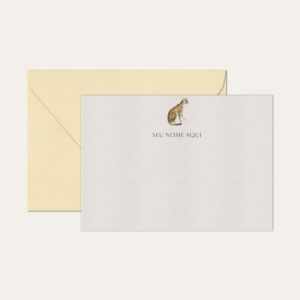 Papel de carta personalizado com ilustração de bengal e envelope bege