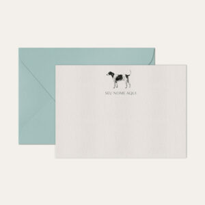 Papel de carta personalizado com ilustração de cachorro envelope azul bebe