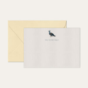 Papel de carta personalizado com ilustração de codorna envelope bege