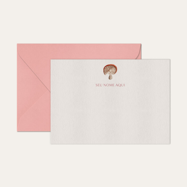 Papel de carta personalizado com ilustração de codorna e envelope rosa bebe de alta qualidade