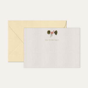 Papel de carta personalizado com ilustração de flor e envelope bege