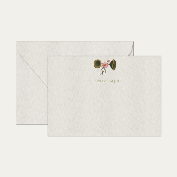 Papel de carta personalizado com ilustração de flor e envelope branco de alta qualidade