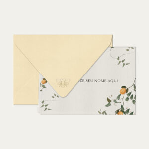 Papel de carta personalizado com ilustração de limão siciliano e envelope bege