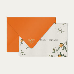 Papel de carta personalizado com ilustração de limão siciliano e envelope laranja