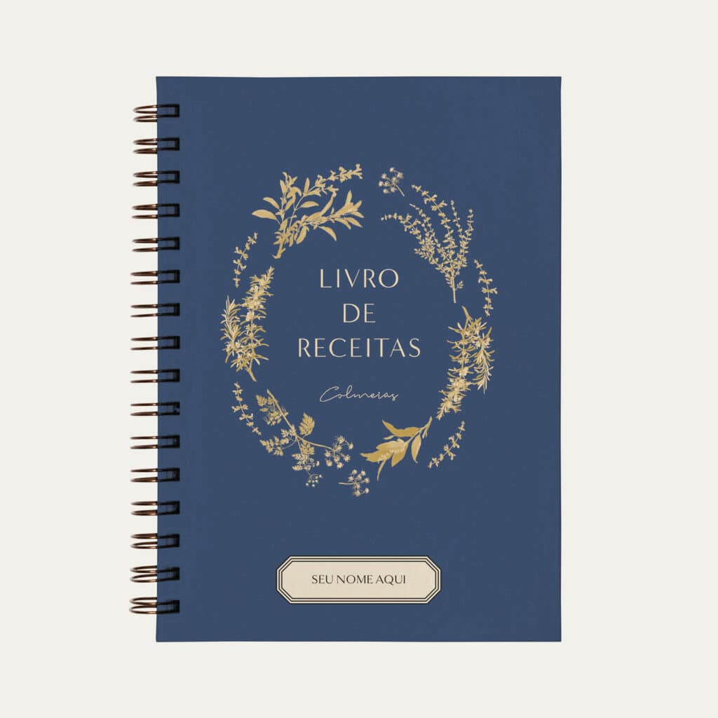 Capa do caderno de receitas personalizado cor Azul Petróleo