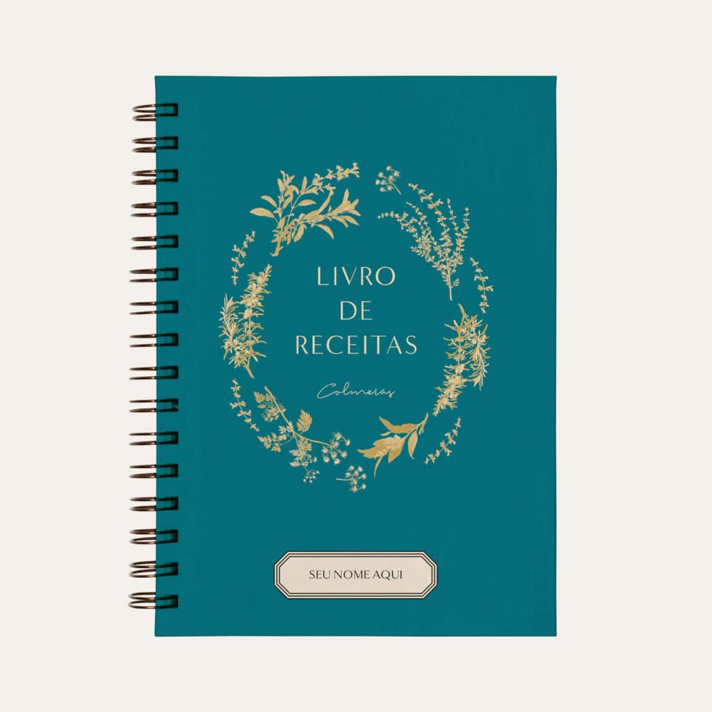 Capa do caderno de receitas personalizado cor Azul Petróleo