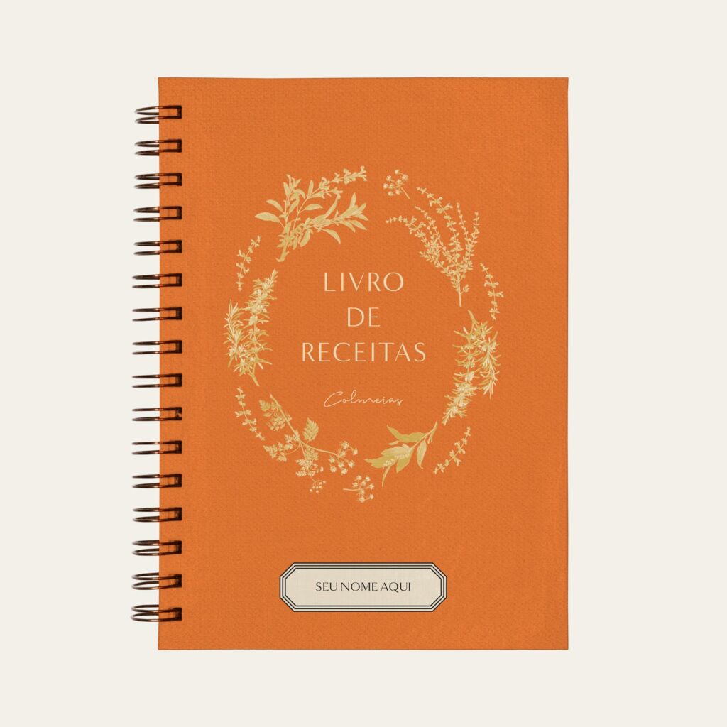 Capa do caderno de receitas personalizado cor Laranja