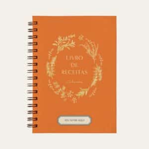 Caderno personalizado A5 laranja com ilustração minimalista