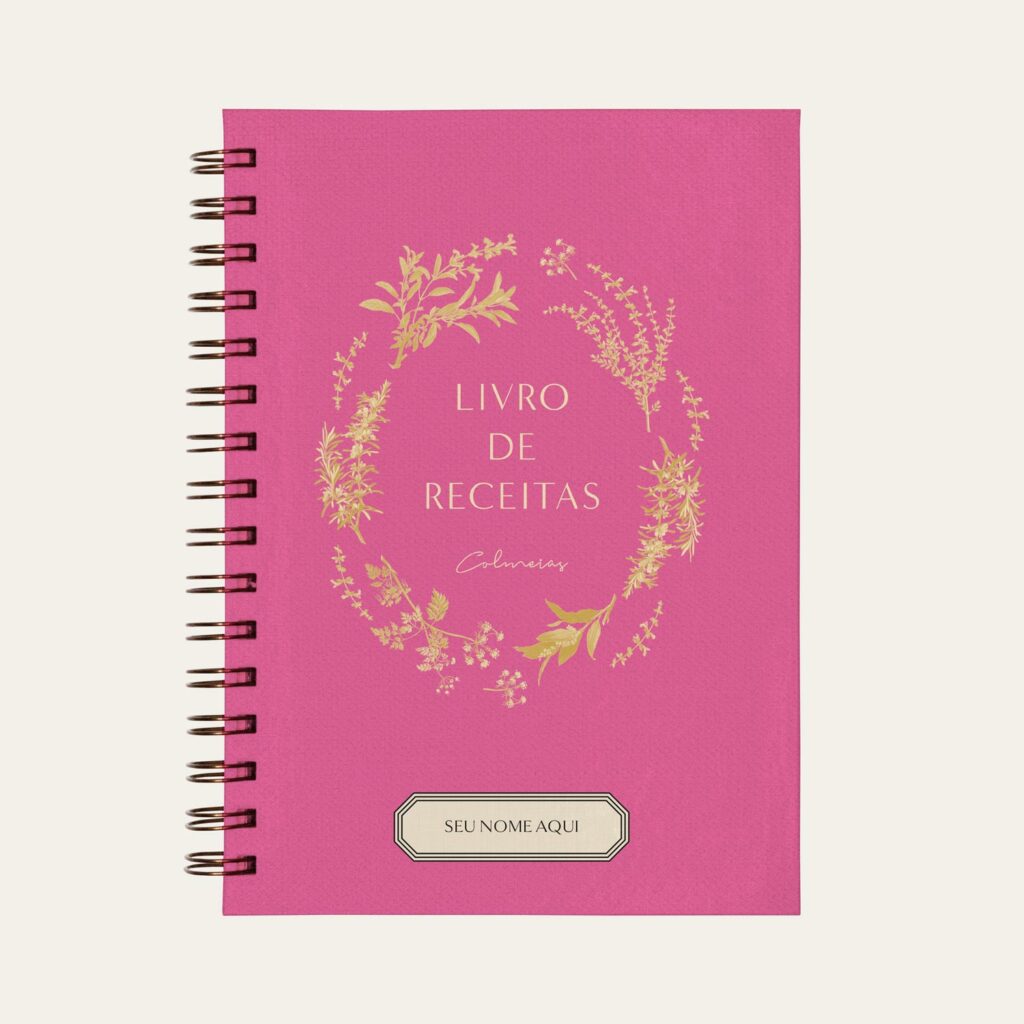 Capa do caderno de receitas personalizado cor Rosa Pink