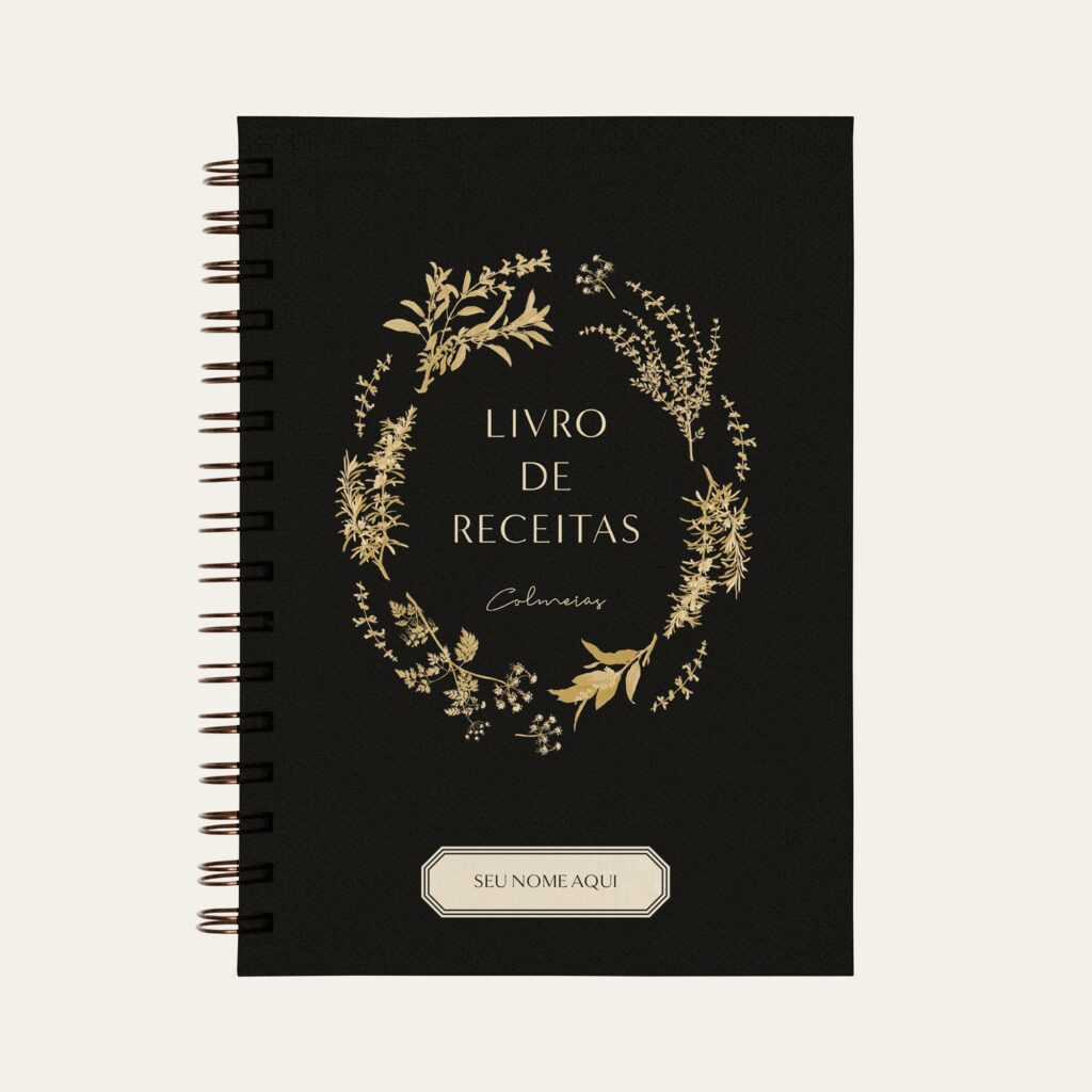 Capa do caderno de receitas personalizado cor Preto