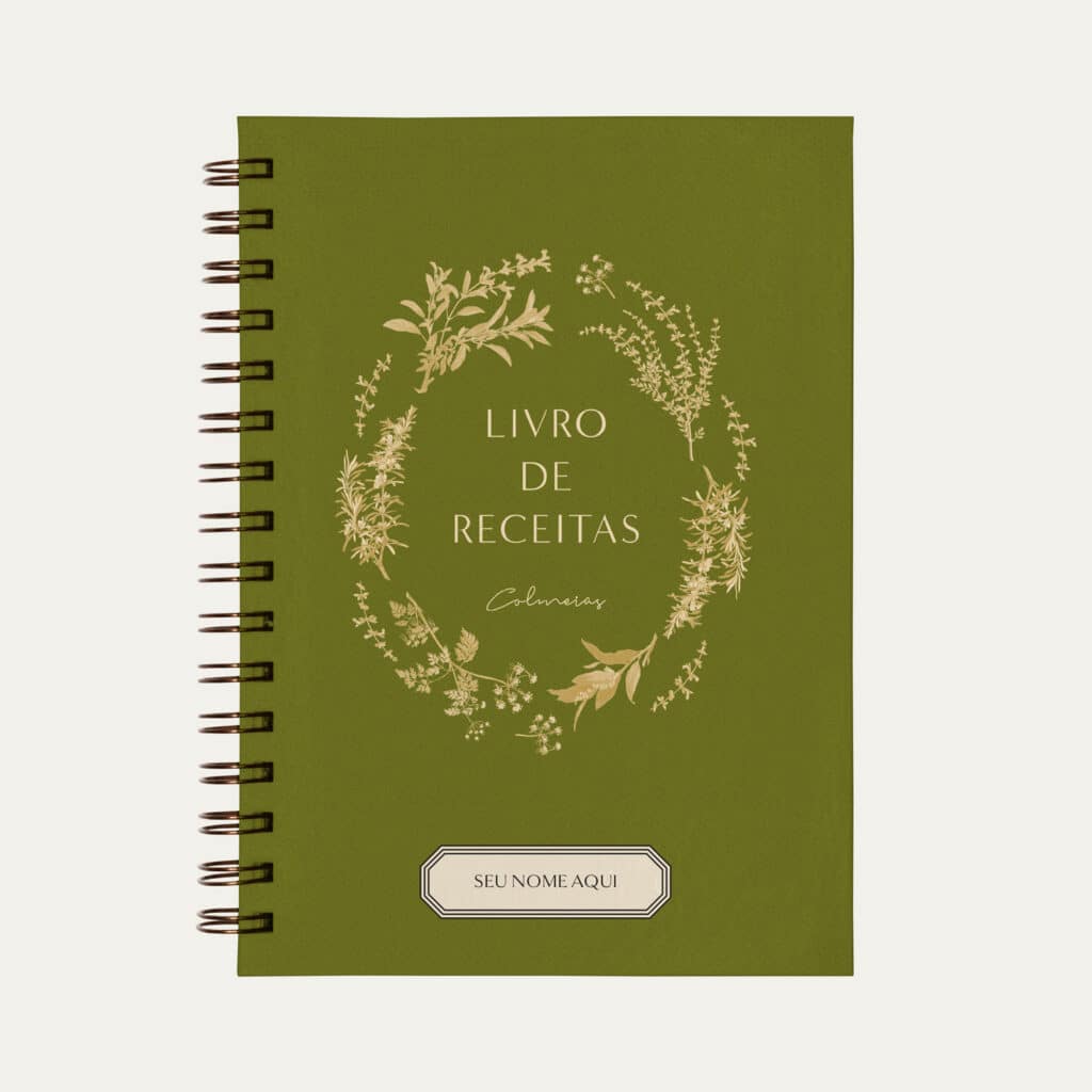 Capa do caderno de receitas personalizado cor Verde Oliva