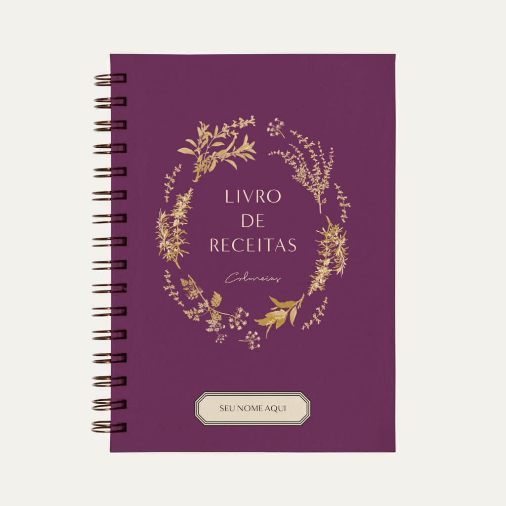 Capa do caderno de receitas personalizado cor Vinho