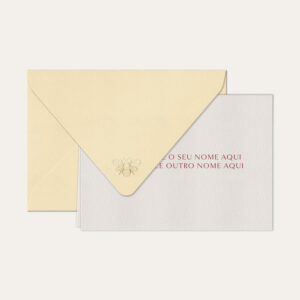 Papel de carta personalizado com nome casal em bordo e envelope bege