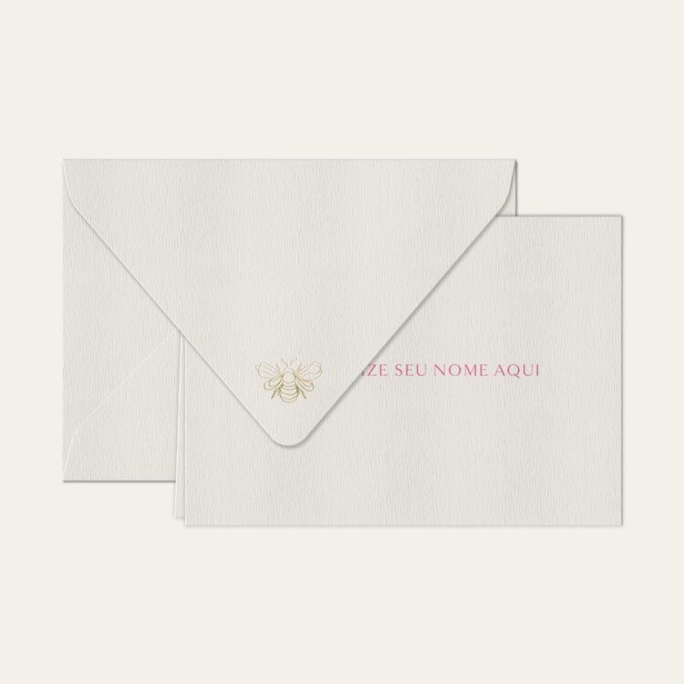 Papel de carta personalizado com nome clássico em pink e envelope branco