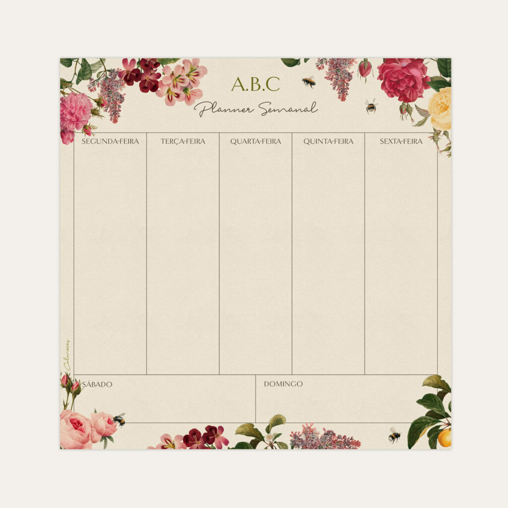 Planner semanal personalizado , com estampa floral