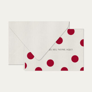 Papel de carta personalizado com ilustração de polka dots e envelope branco de alta qualidade