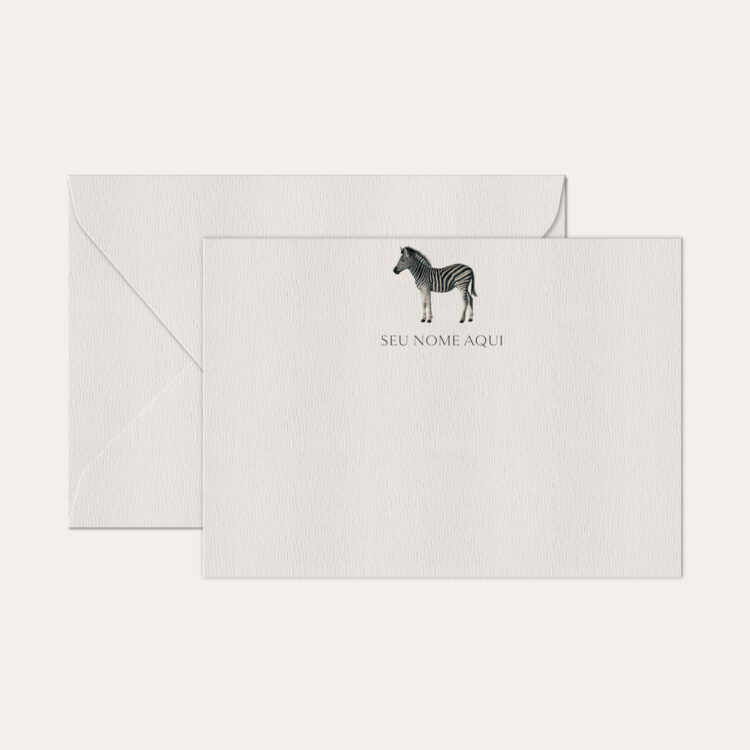 Papel de carta personalizado com ilustração de zebra e envelope branco de alta qualidade