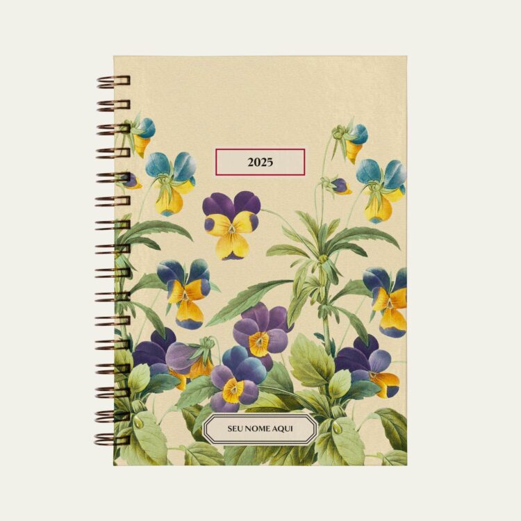 : Capa do planner personalizado Colmeias Design com estampa botânica