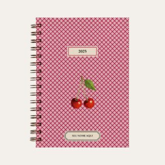 Capa do planner personalizado Colmeias Design com estampa de cereja