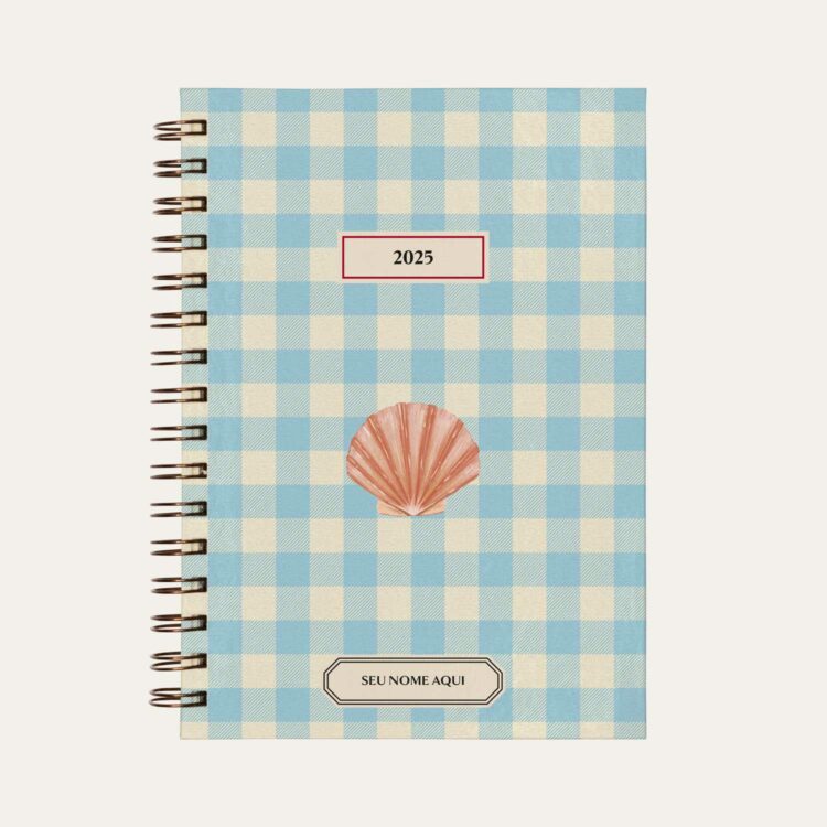 Capa do planner personalizado Colmeias Design com estampa concha