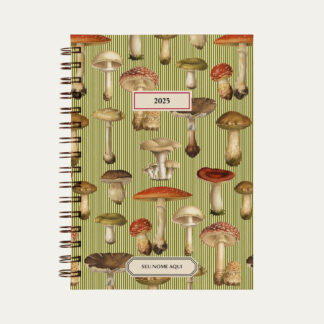 Capa do planner personalizado Colmeias Design com estampa funghi