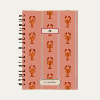 Capa do planner personalizado Colmeias Design com estampa listrada de lagostas