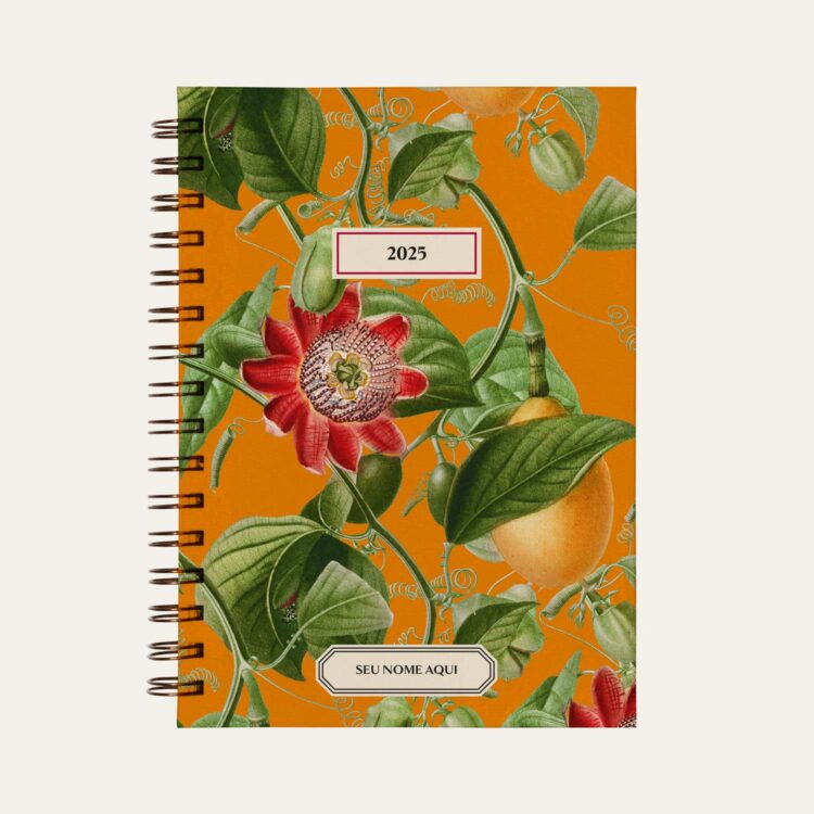 Capa do planner personalizado Colmeias Design com estampa de Maracuja