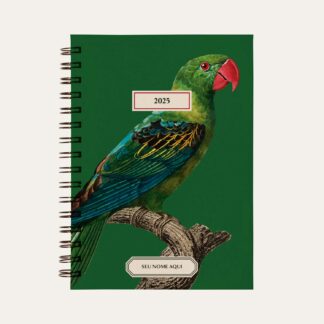 Capa do planner personalizado Colmeias Design com estampa de passáro tropical