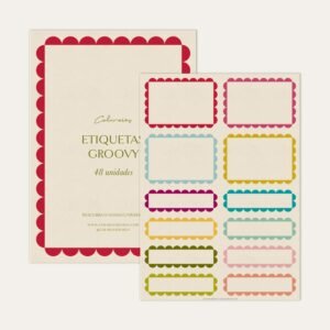 Etiquetas Adesivas com ilustração de moldura groovy Colmeias Design
