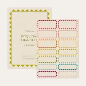 Etiquetas Adesivas com ilustração de moldura retangular de triângulos Colmeias Design