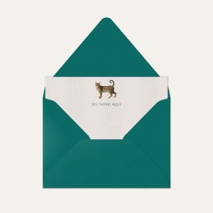 Papel de carta personalizado com ilustração de bengal com envelope azul petróleo de alta qualidade