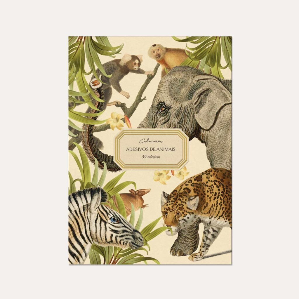 Cartela de adesivos de animais Colmeias com ilustrações vintage