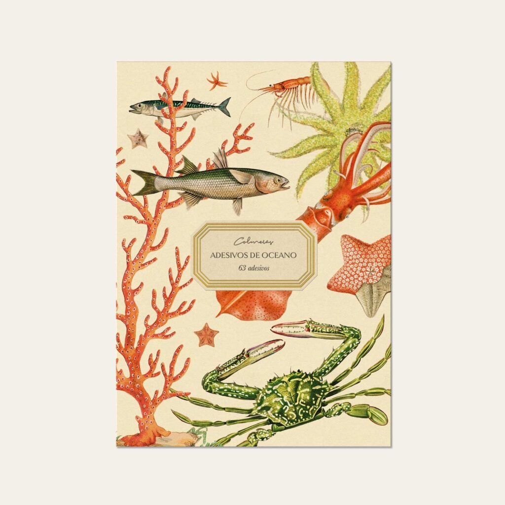 Cartela de adesivos de oceano Colmeias com ilustrações vintage