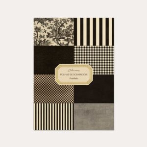 Capa do envelope de folhas pretas da Colmeias para fazer scrapbook com 8 estampas diferentes